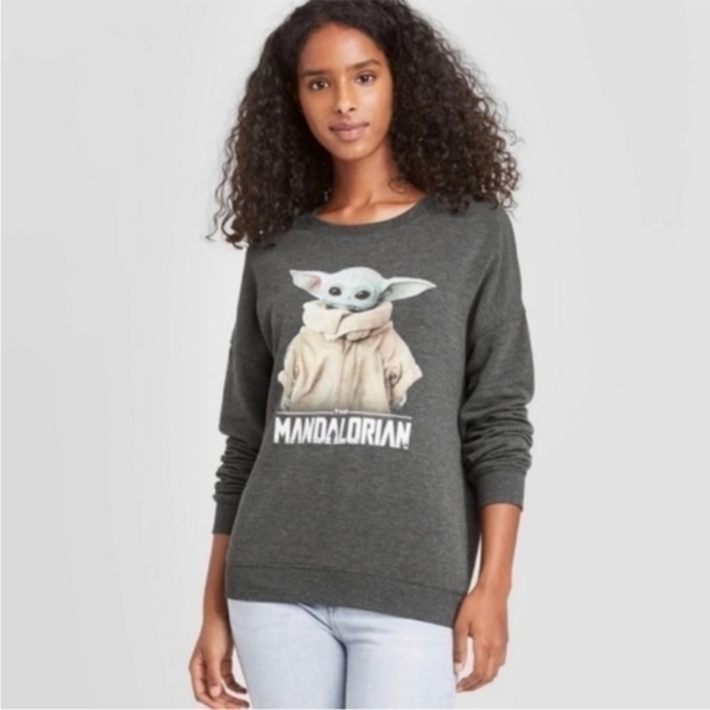 Star Wars The Mandalorian Baby Yoda Sweatshirt Grey Green Size S